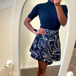 Robert Rodriguez Marbled Black 100% Silk Skirt Size 0